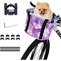Vikaster Cesta Bicicleta Delantera Desmontable-Cesta Plegable para Bicicletas Bolsa de Transporte de Mascotas con Marco…